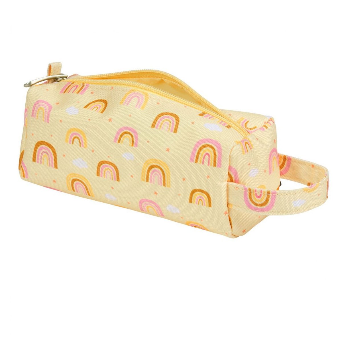 Trousse scolaire enfant avec poignée jaune arc en ciel, A LITTLE LOVELY COMPANY