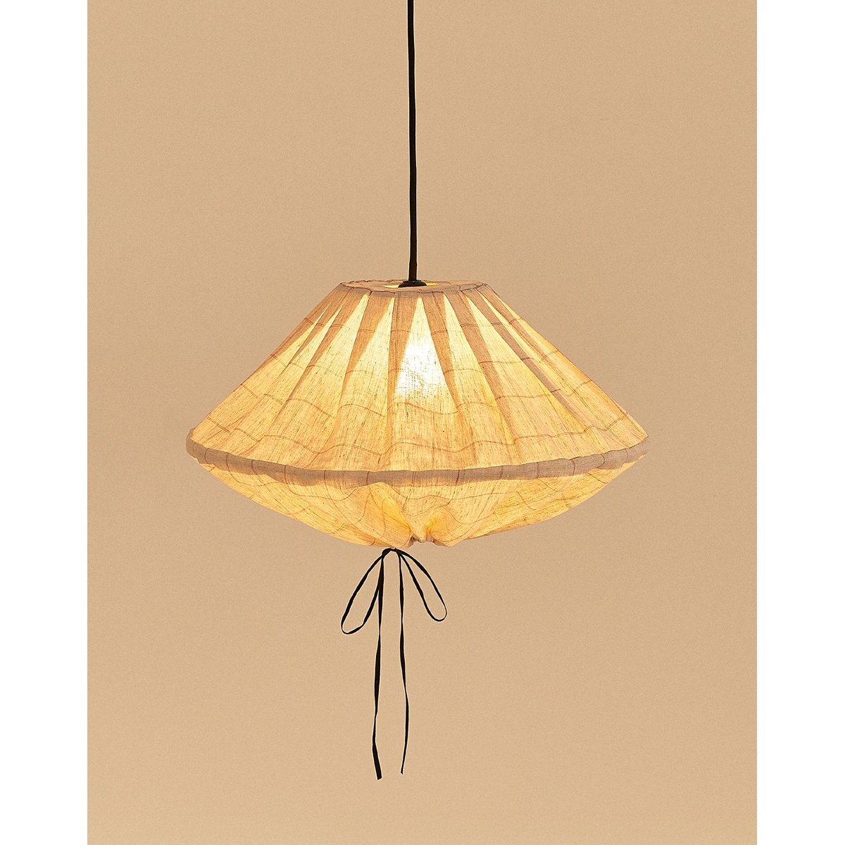 Abat-jour pour suspension en lin français diam. 50cm Yumi carmine grid, NOBODINOZ