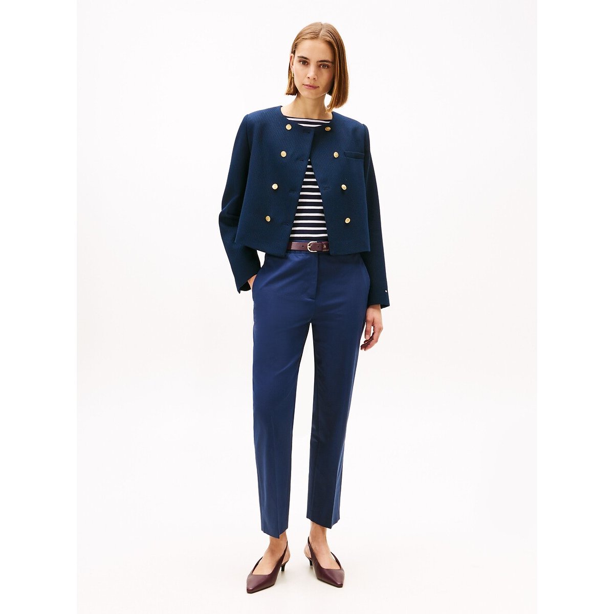 Pantalon chino droit longueur cheville marine, TOMMY HILFIGER