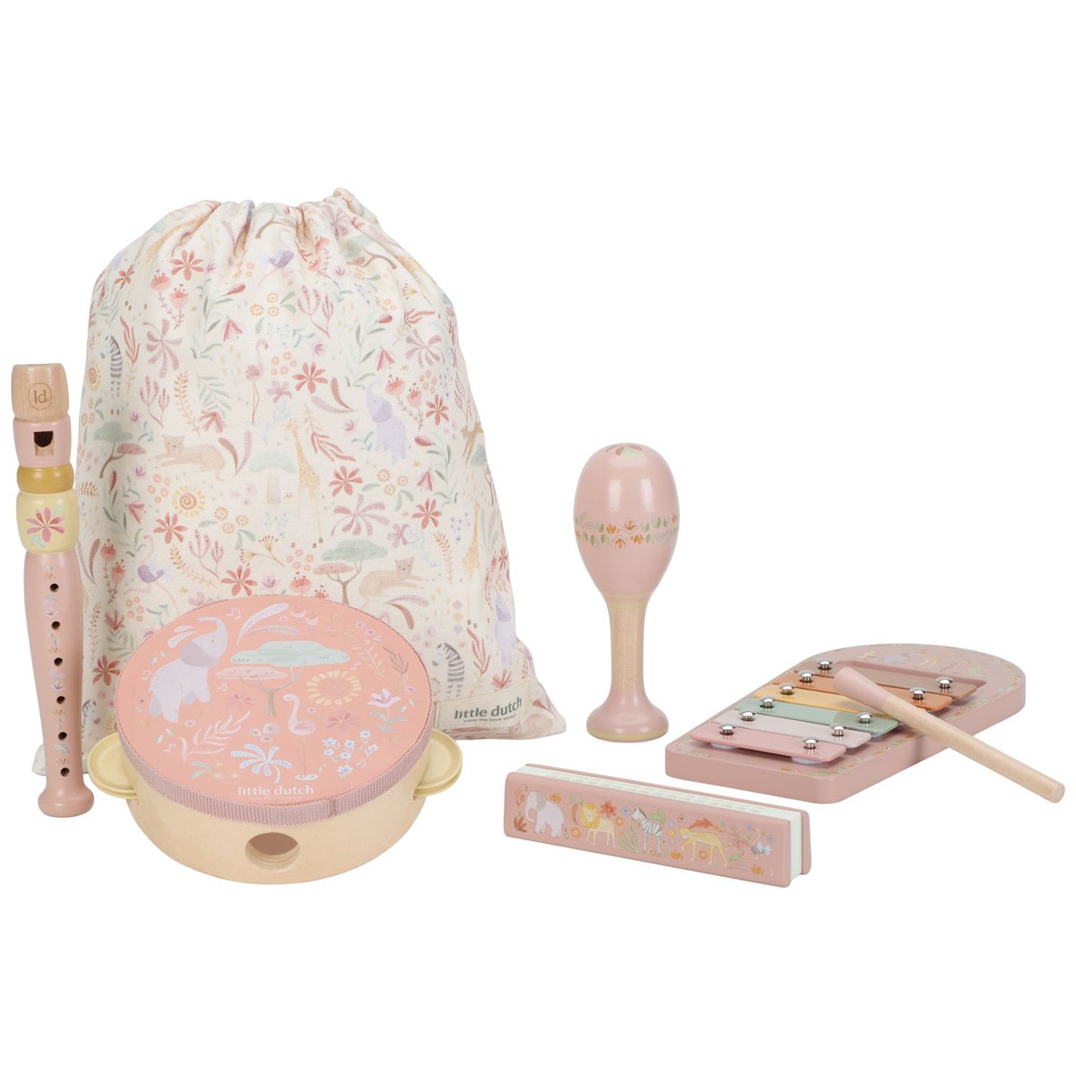 Set de musique rose, multicolore, bois, LITTLE DUTCH