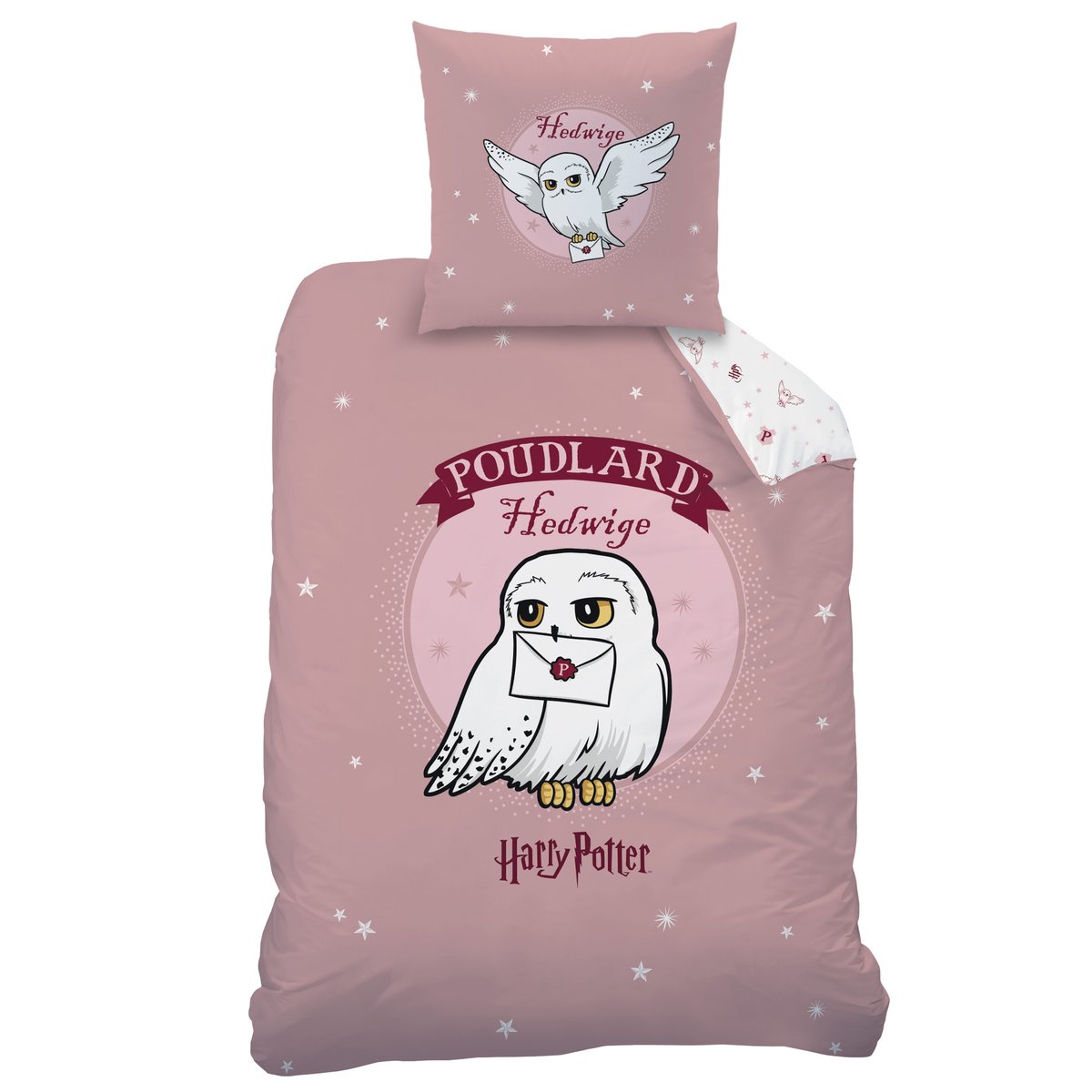 Parure de lit imprimée 100% coton, FLY rose, HARRY POTTER