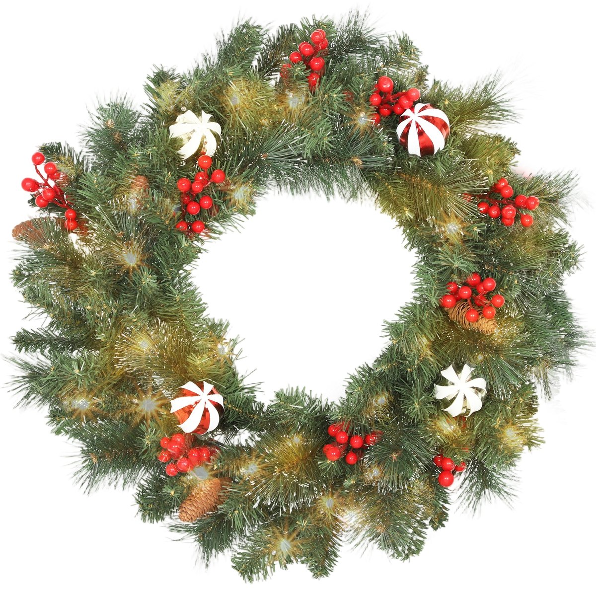 Couronne de Noël Plastique Vert vert, HOMCOM