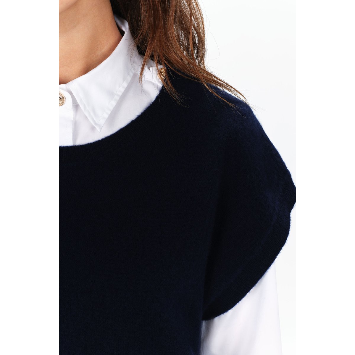 Pull ample col rond MATHILDE bleu marine, CAROLL