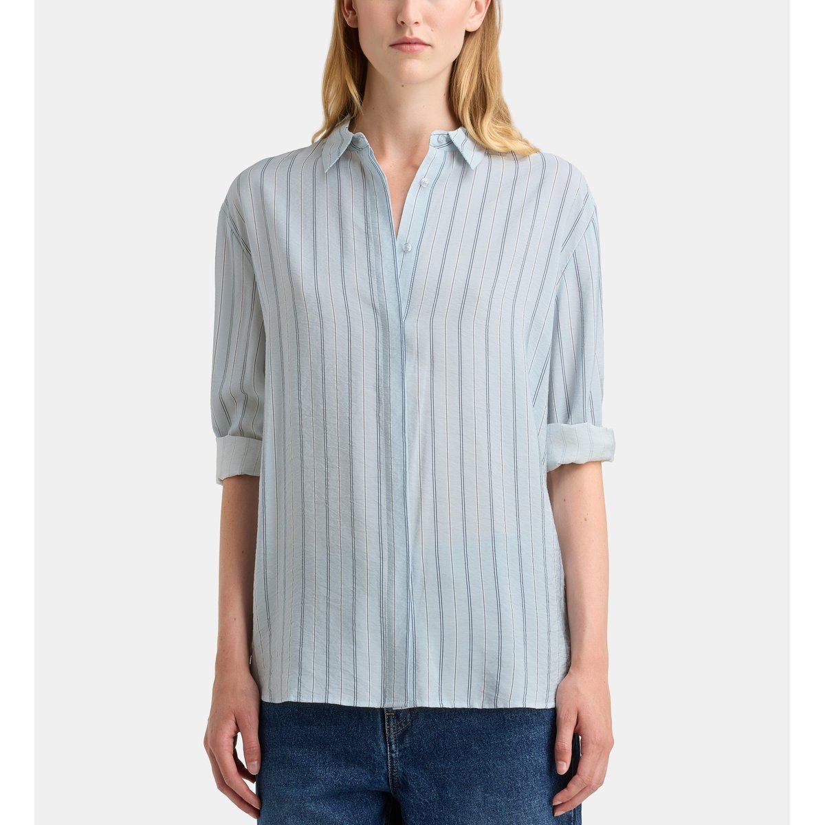 Chemise droite fluide alma rayado bleu ciel, GALERIES LAFAYETTE