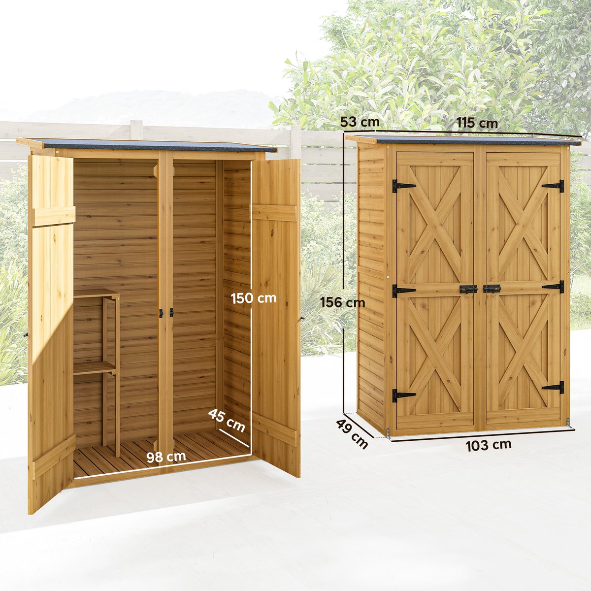 Abri de jardin Bois de Sapin Marron marron, OUTSUNNY