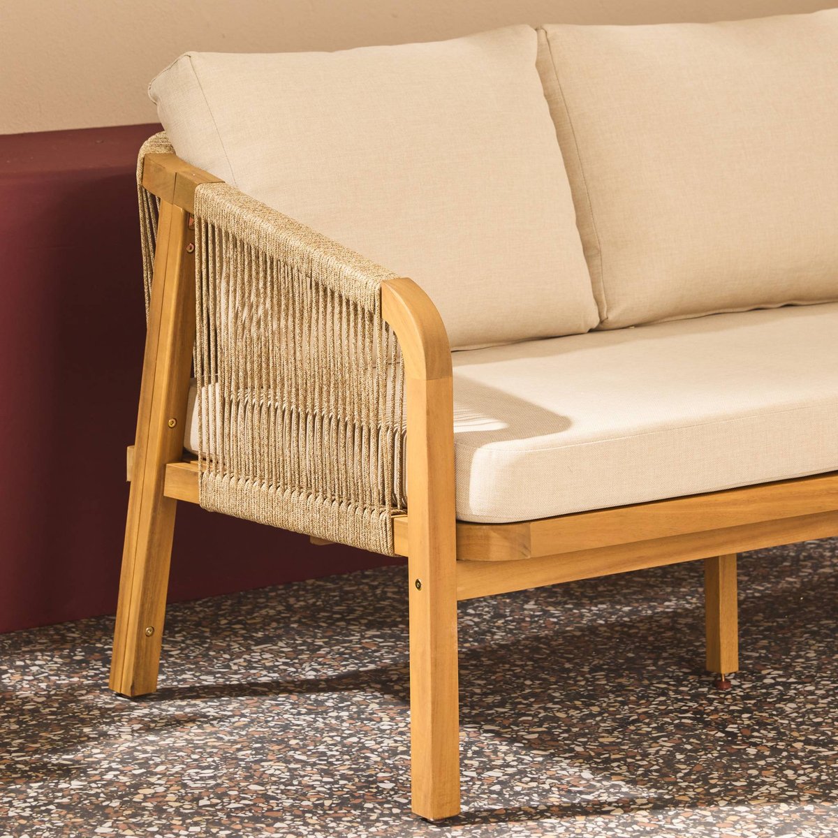 BANQUETTE DE JARDIN EN ACACIA PARANA beige, SWEEEK