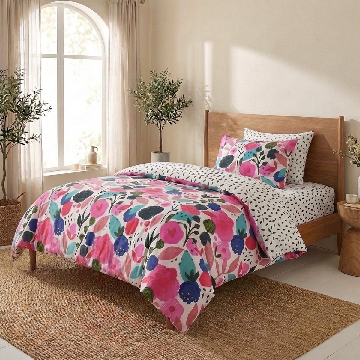 Parure de lit en Percale de Coton Floral Collage - KATE MERRITT blanc, EDEN