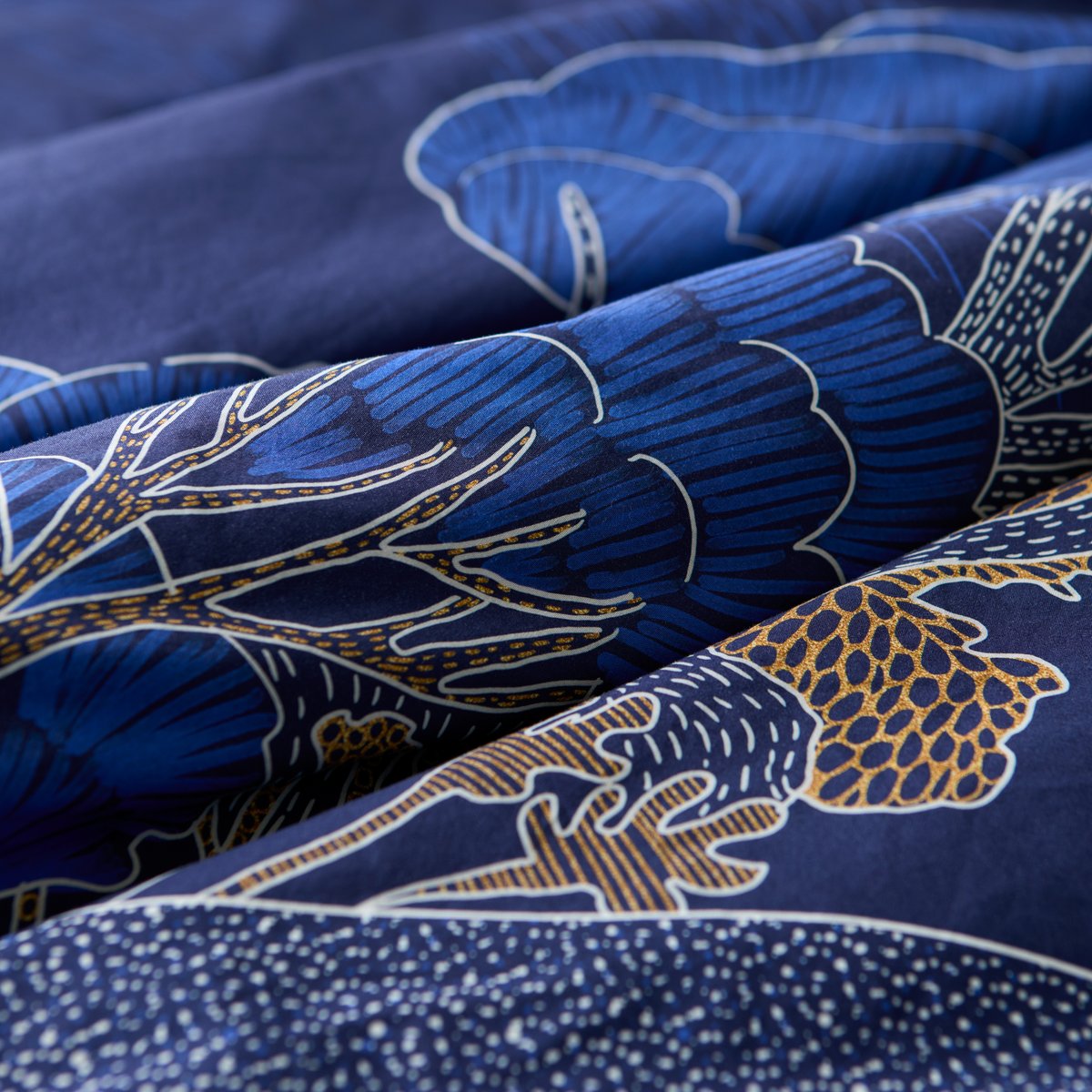 Housse de couette percale de coton ONDALYS imprimé, CARRE BLANC