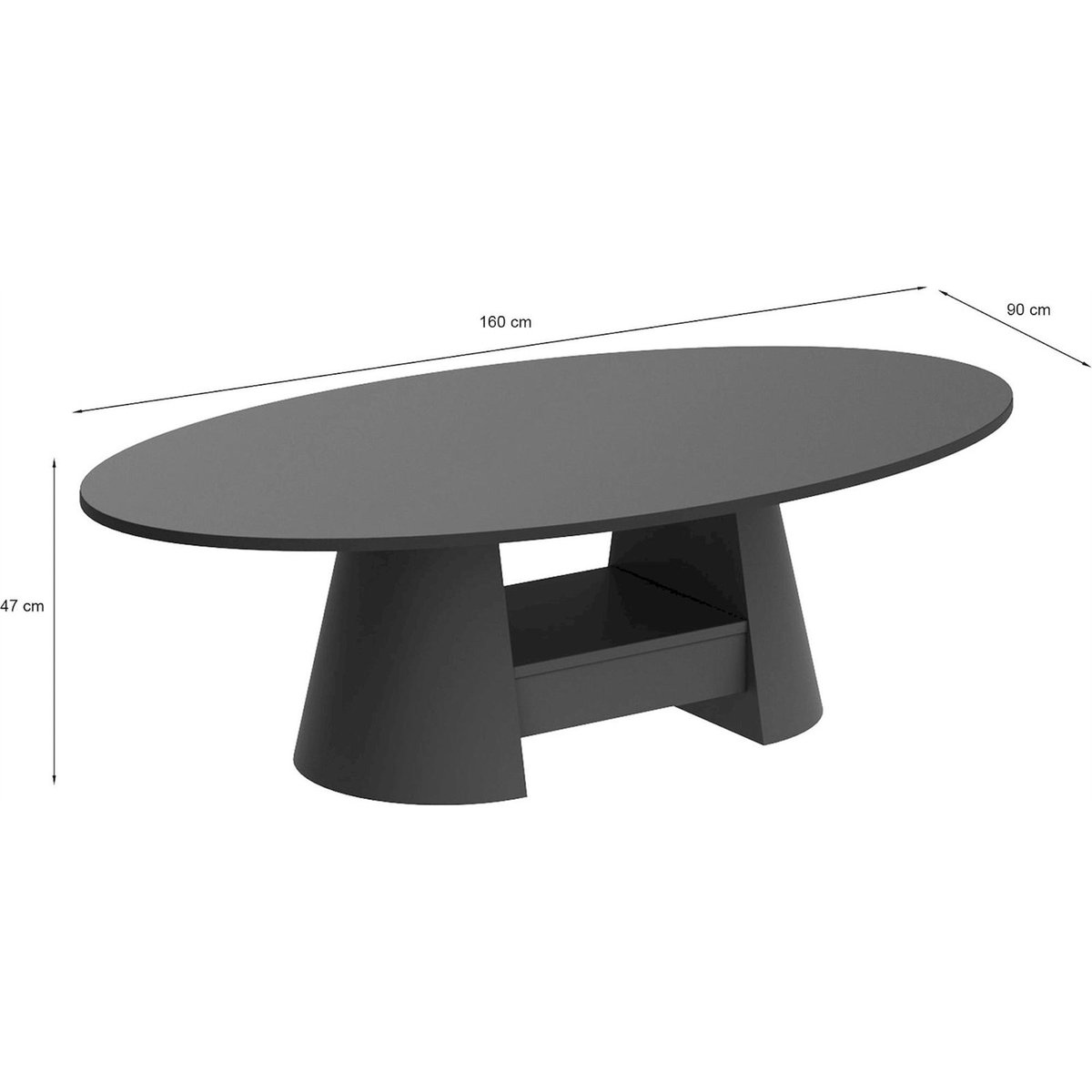 Table basse ovale FLAWELLY avec rangement cachemire, RECOLLECTION