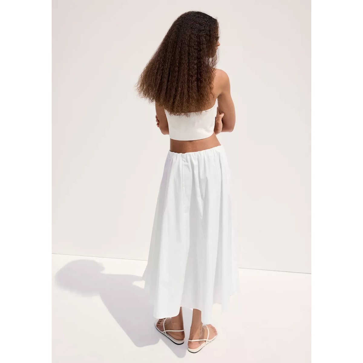 Jupe coton évasée blanc, MANGO