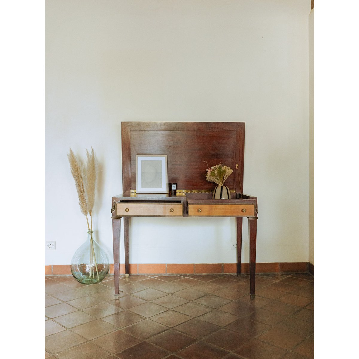 Bureau en bois style directoire au plateau amovible Edouard N°1028 - Bon état bois clair, DEBONGOUT