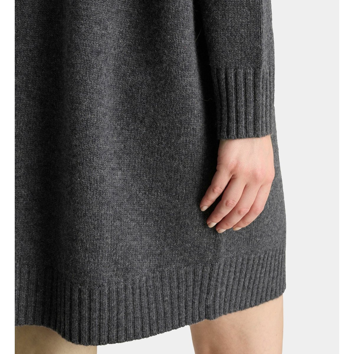 Robe trudaine ample genou en laine gris foncé, GALERIES LAFAYETTE