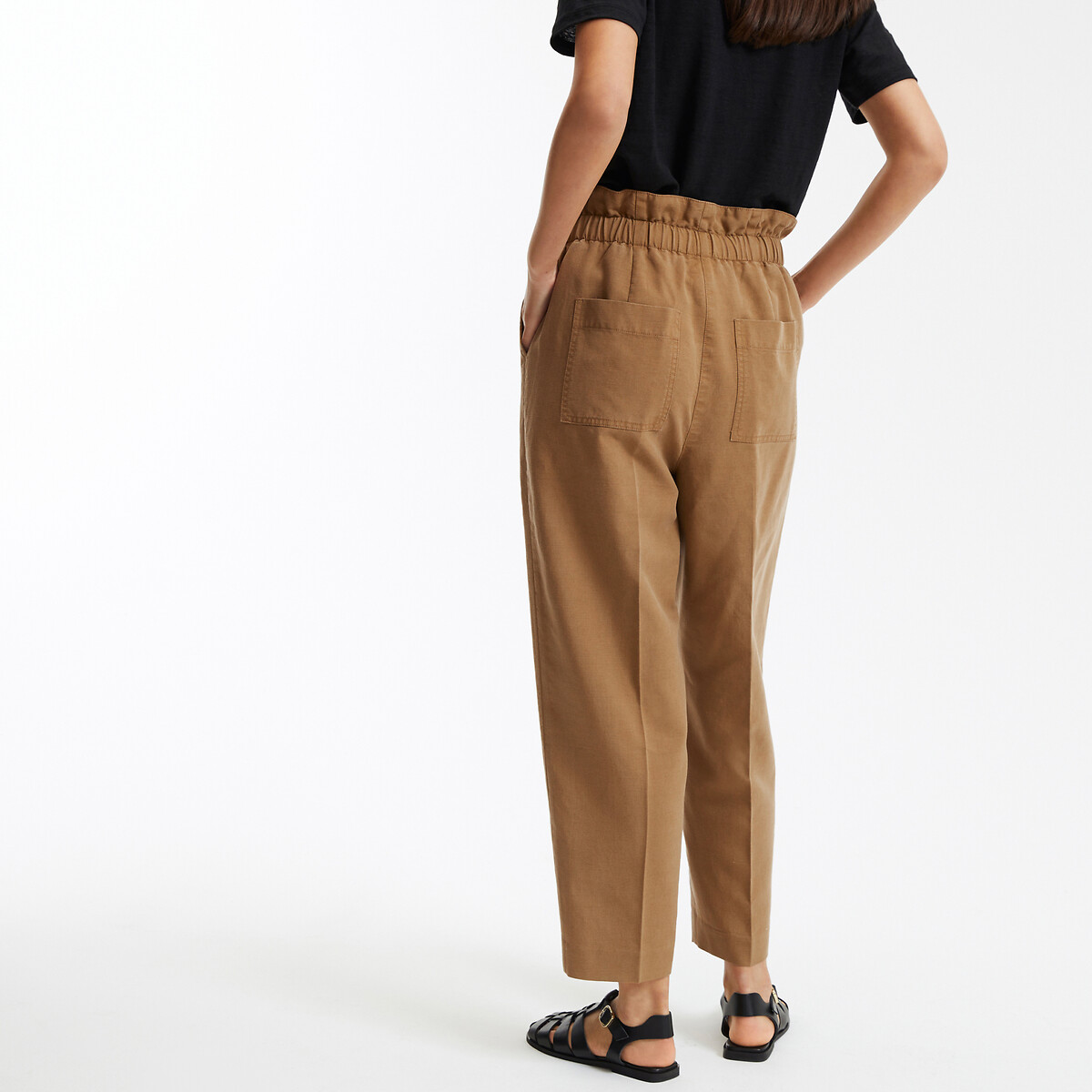High Waist Carrot Trousers dark beige, LA REDOUTE COLLECTIONS