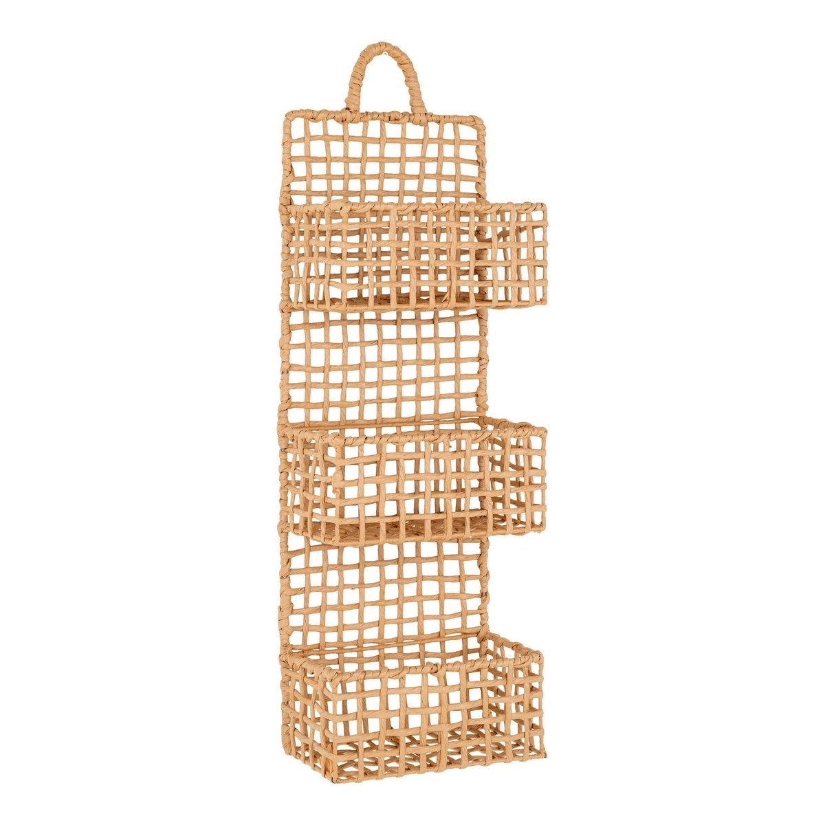 Etagère de rangement verticale en fibres naturelles, 3 paniers TALLINN beige, PIER IMPORT