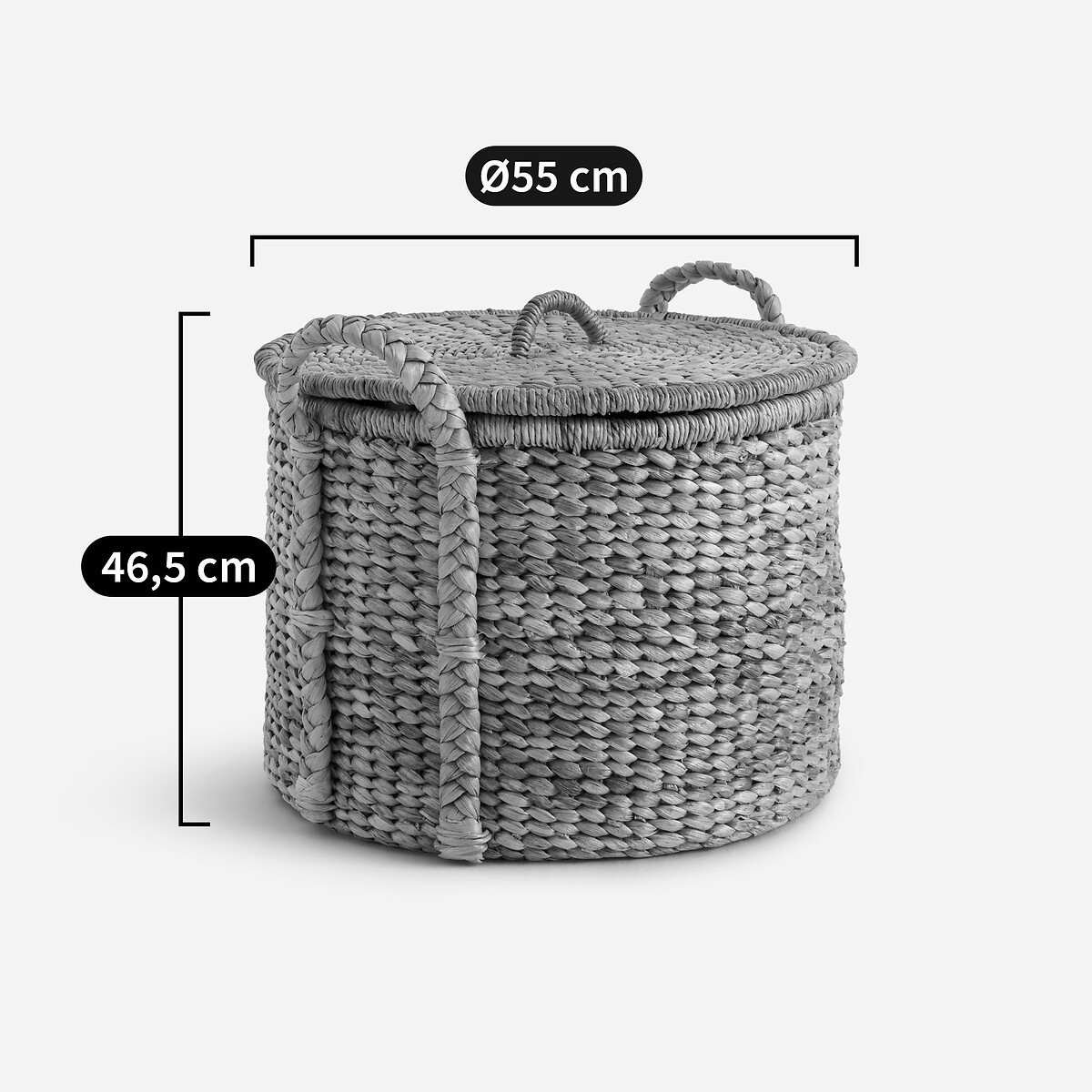 Panier rond à couvercle jacinthe d'eau 36,5cm Tima naturel, AM.PM