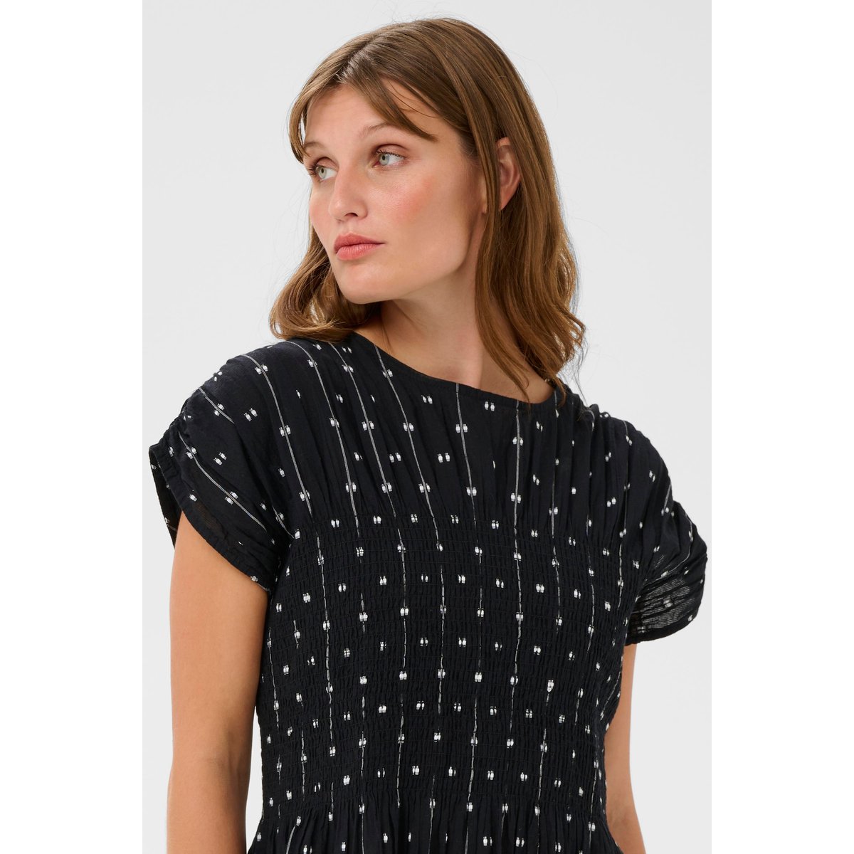 Robe noir black w white dobby, SOAKED IN LUXURY