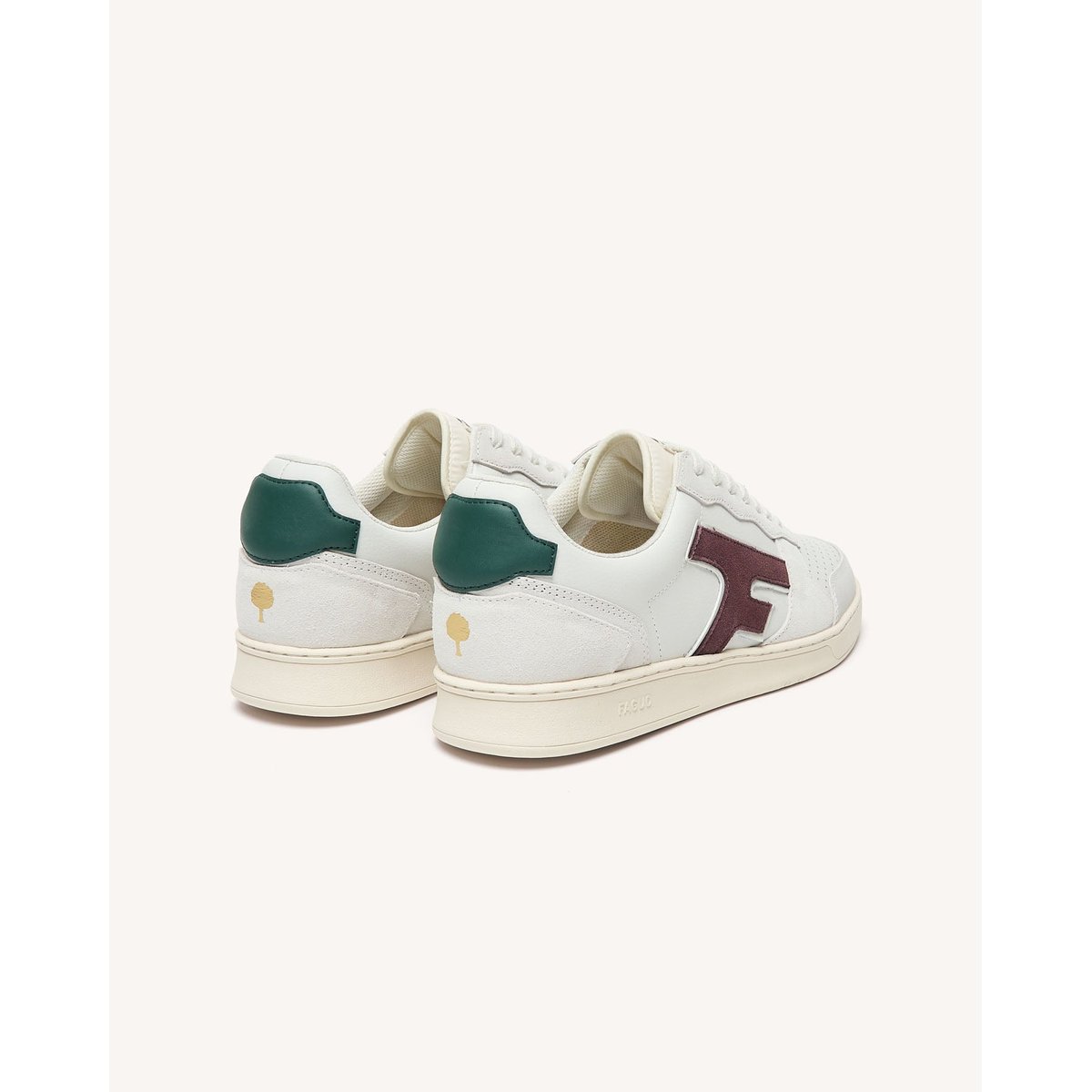 Baskets basses en cuir Blanc et brun rosé blanc et brun rosé, FAGUO