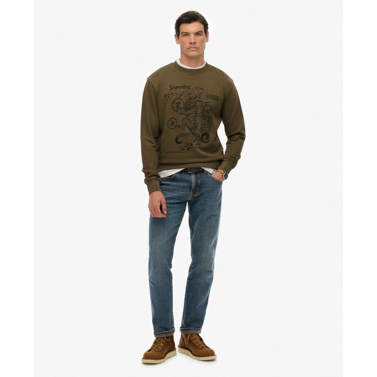 Sweat-shirt ample Tokyo Narrative olive foncé, SUPERDRY
