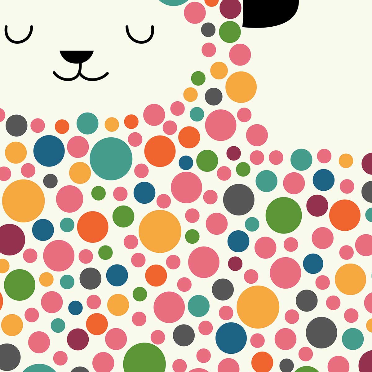 Affiche  mouton à pois affiche + cadre en bois - noir, HEXOA