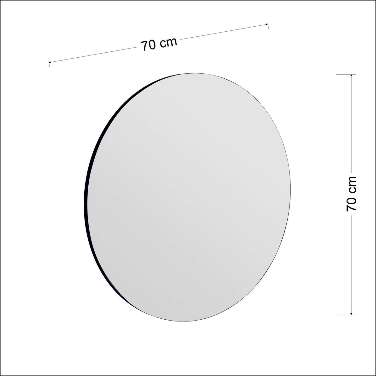 Miroir rond à bord noirØ70 cm - style moderne CODY noir, PIER IMPORT