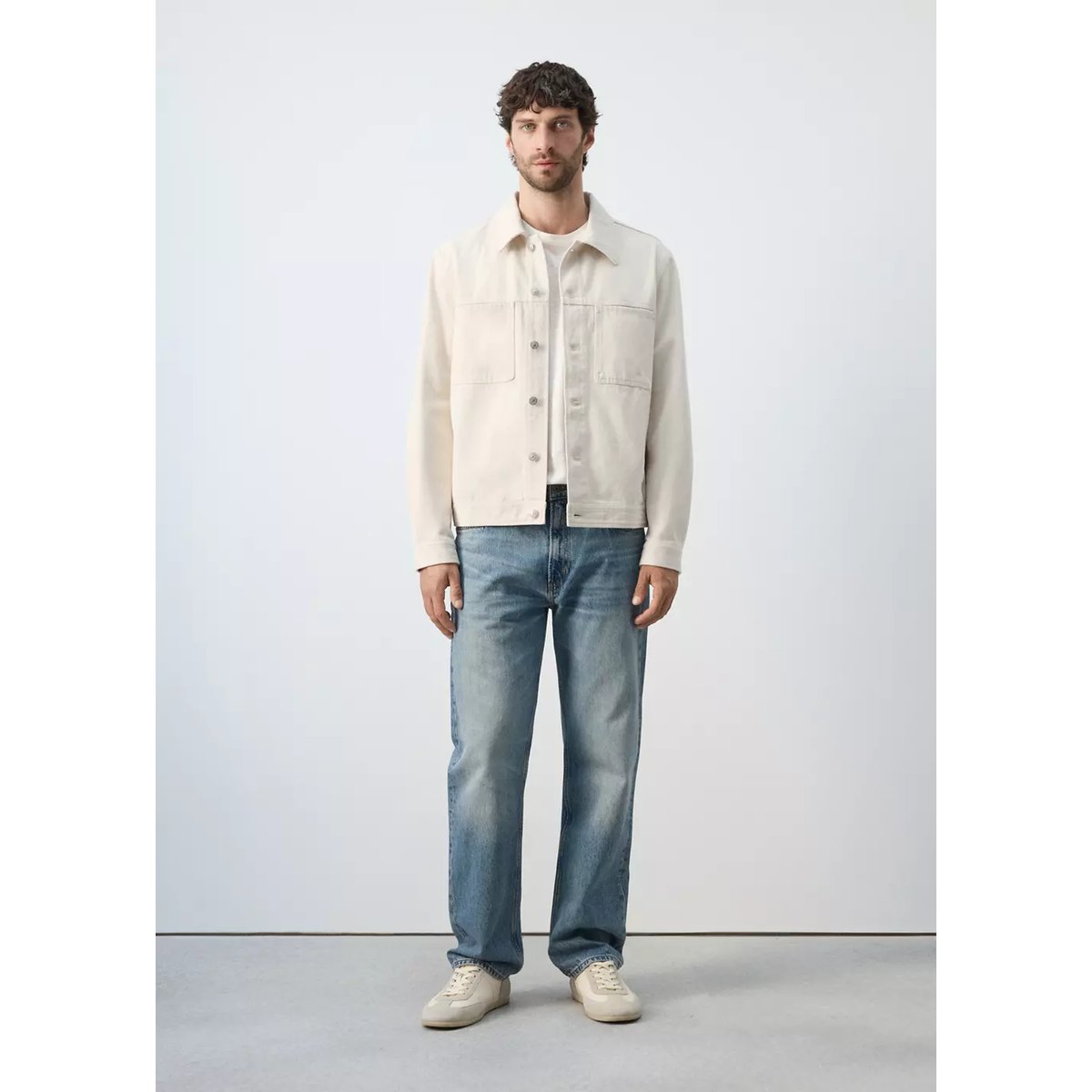 Blouson en jean 100 % coton à poches écru, MANGO MAN