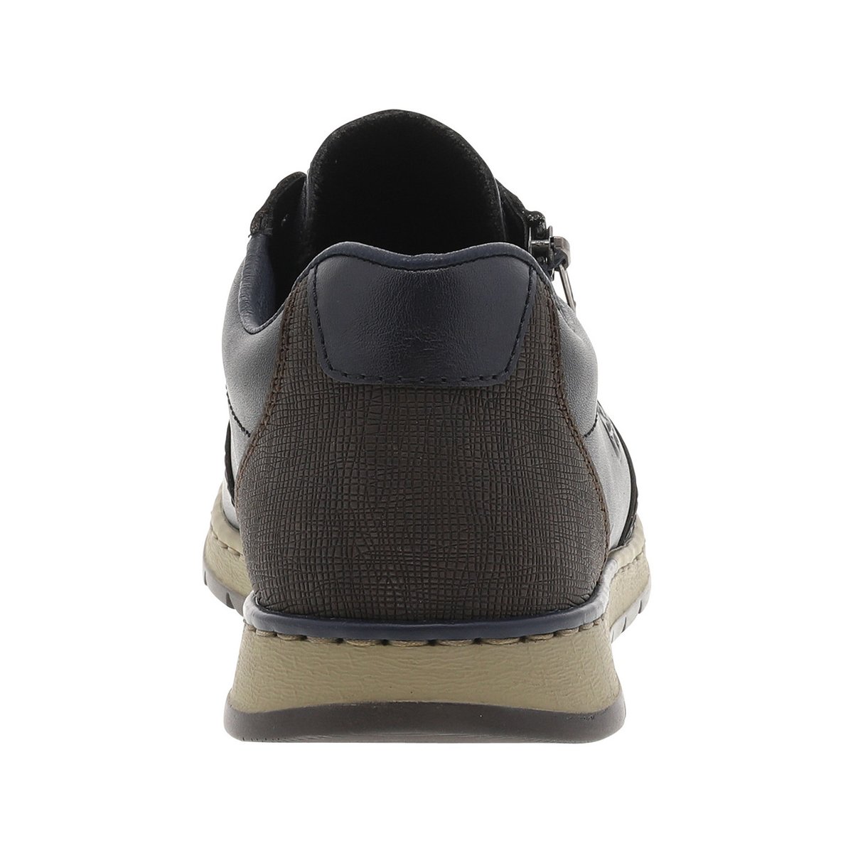 Sneakers en cuir bleu marine avec semelle à talon plat et zip latéral bleu marine, RIEKER