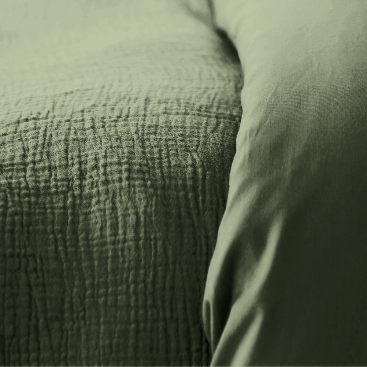 Parure housse de couette 100% gaze de coton et 57 fils kaki, C DESIGN HOME TEXTILE