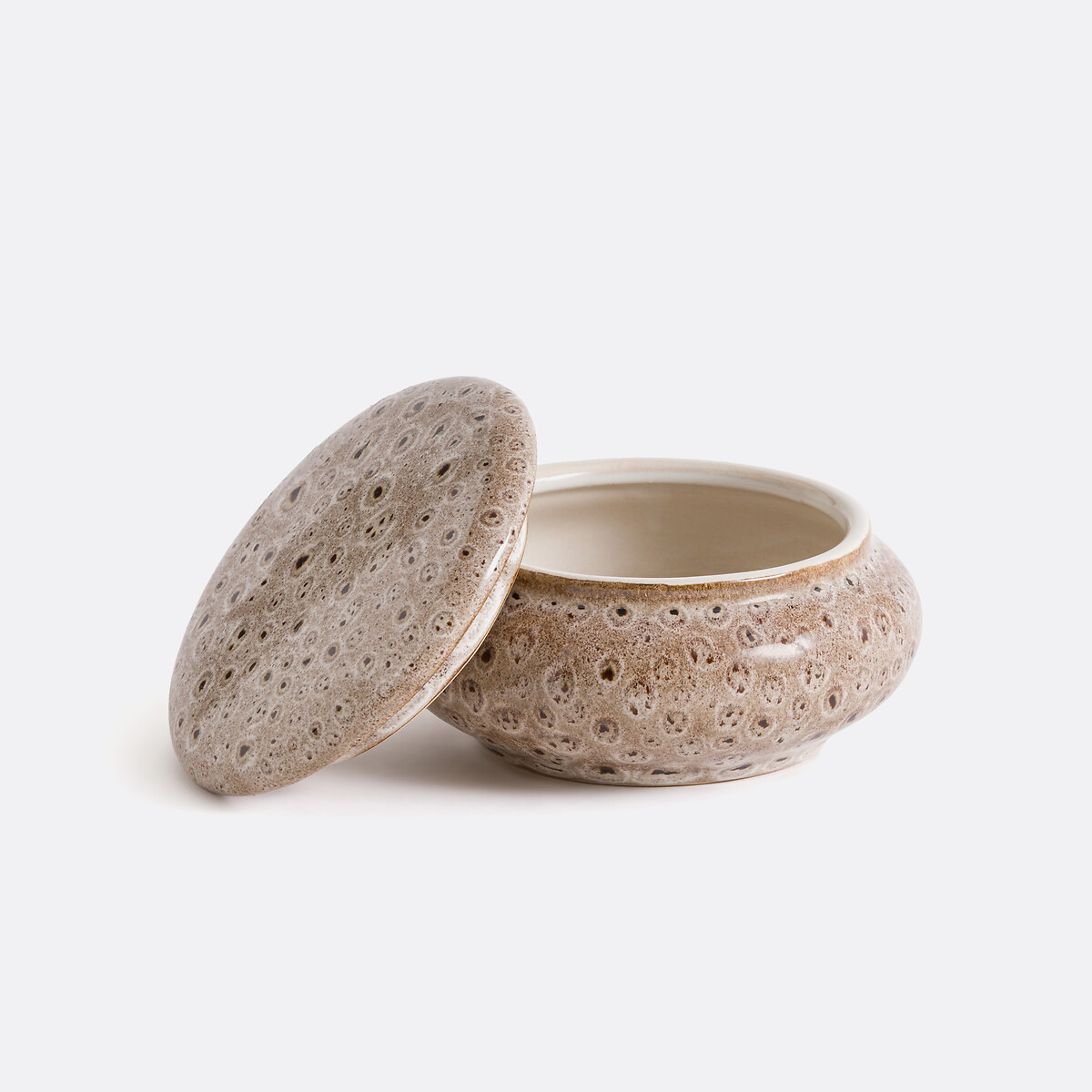 Boîte ronde en céramique Ø13 cm, Rima taupe, LA REDOUTE INTERIEURS
