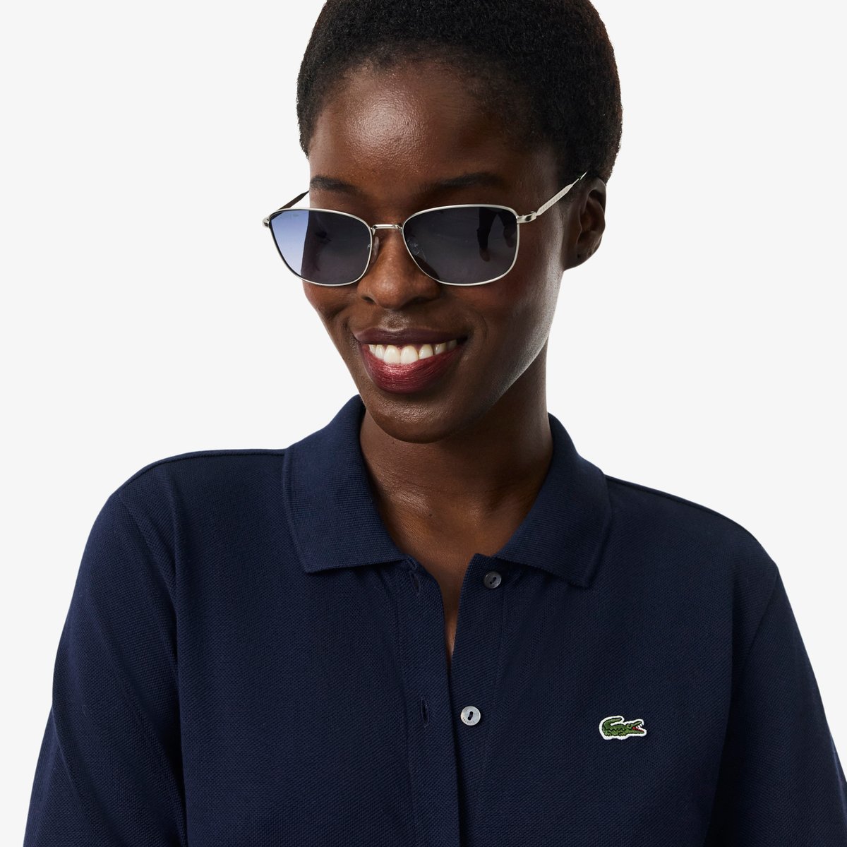 Robe col polo Petit Piqué ceinturée bleu-166, LACOSTE