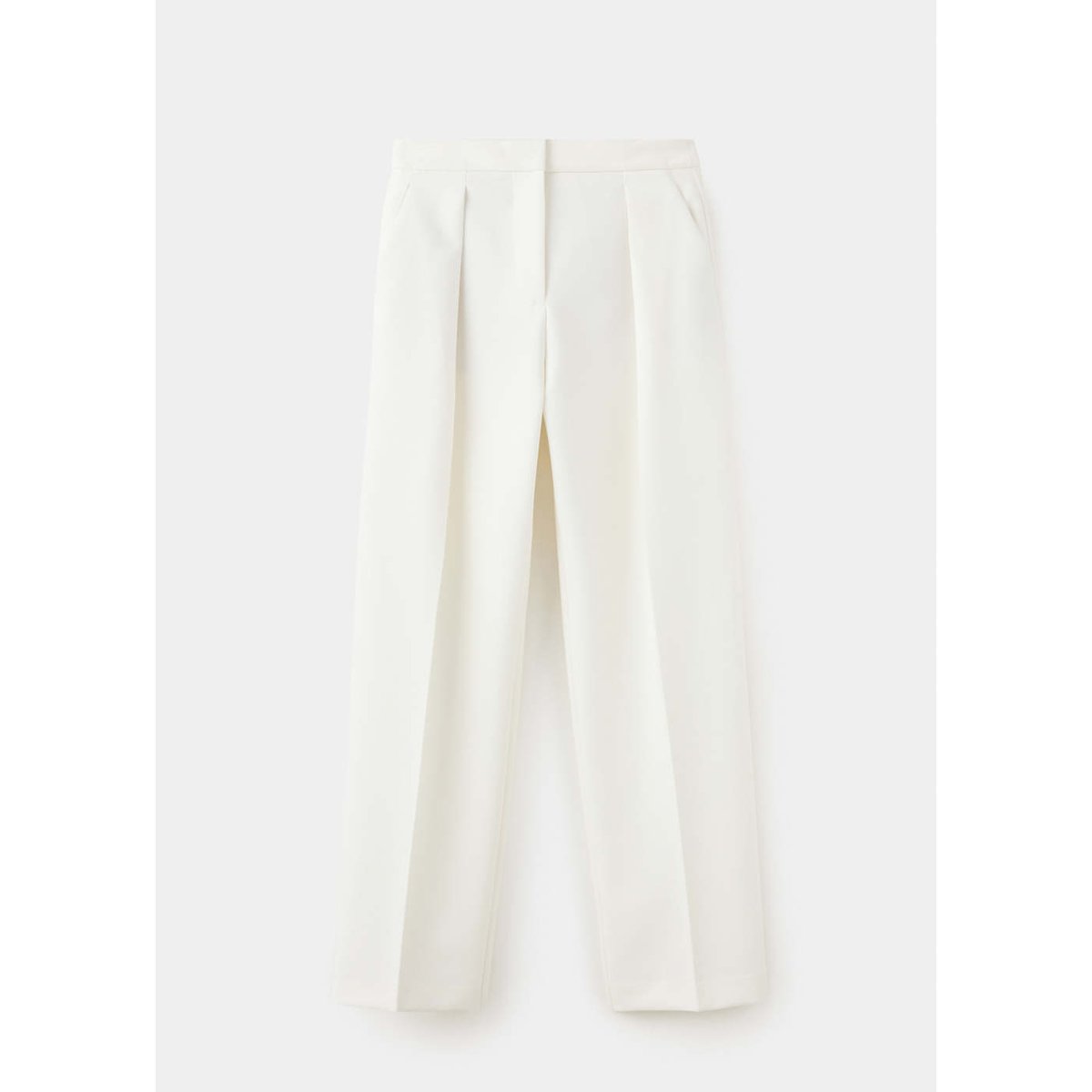 Pantalon droit pinces blanc cassé, MANGO