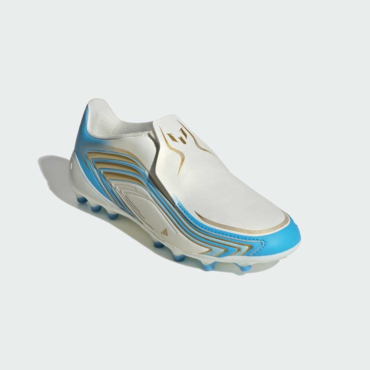 Chaussure De Football Sans Lacets F50 Messi League Terrain Synthétique Enfants ivory / semi blue burst / icey blue, adidas Performance