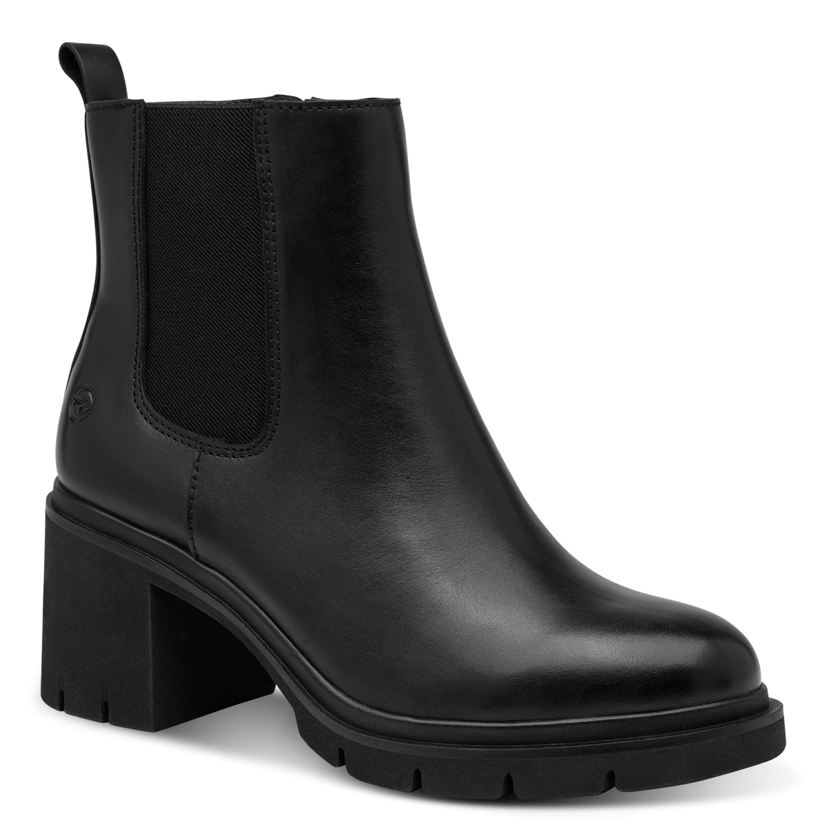 Bottine Chelsea en cuir noir nappa, TAMARIS