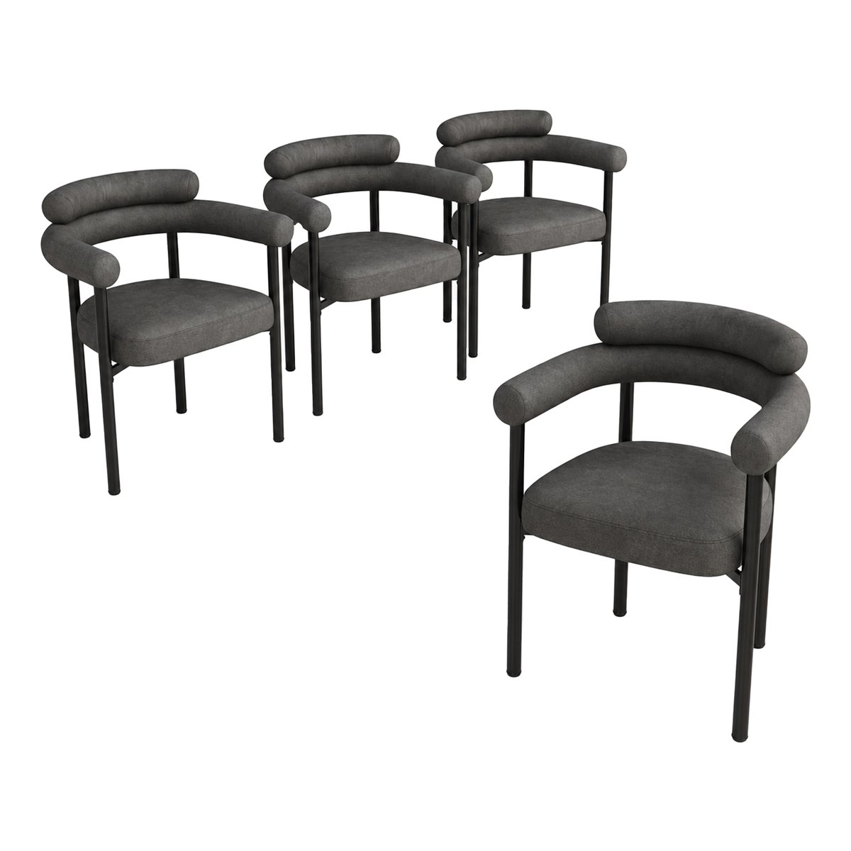 Lot de 4 chaises de salle à manger modernes en tissu, AKANJIB gris, MEUBLES COSY