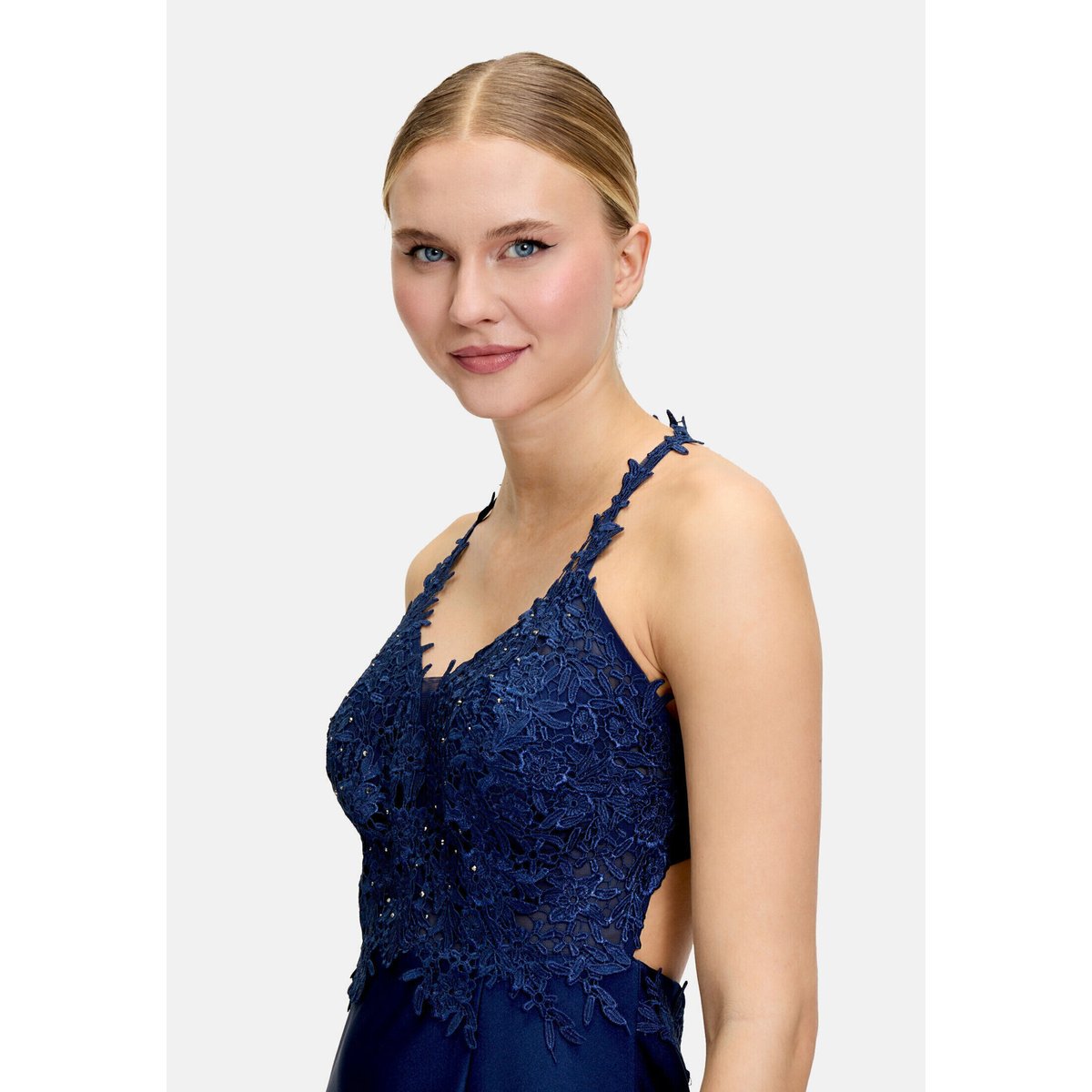 Robe de soirée à strass festival blue, VERA MONT