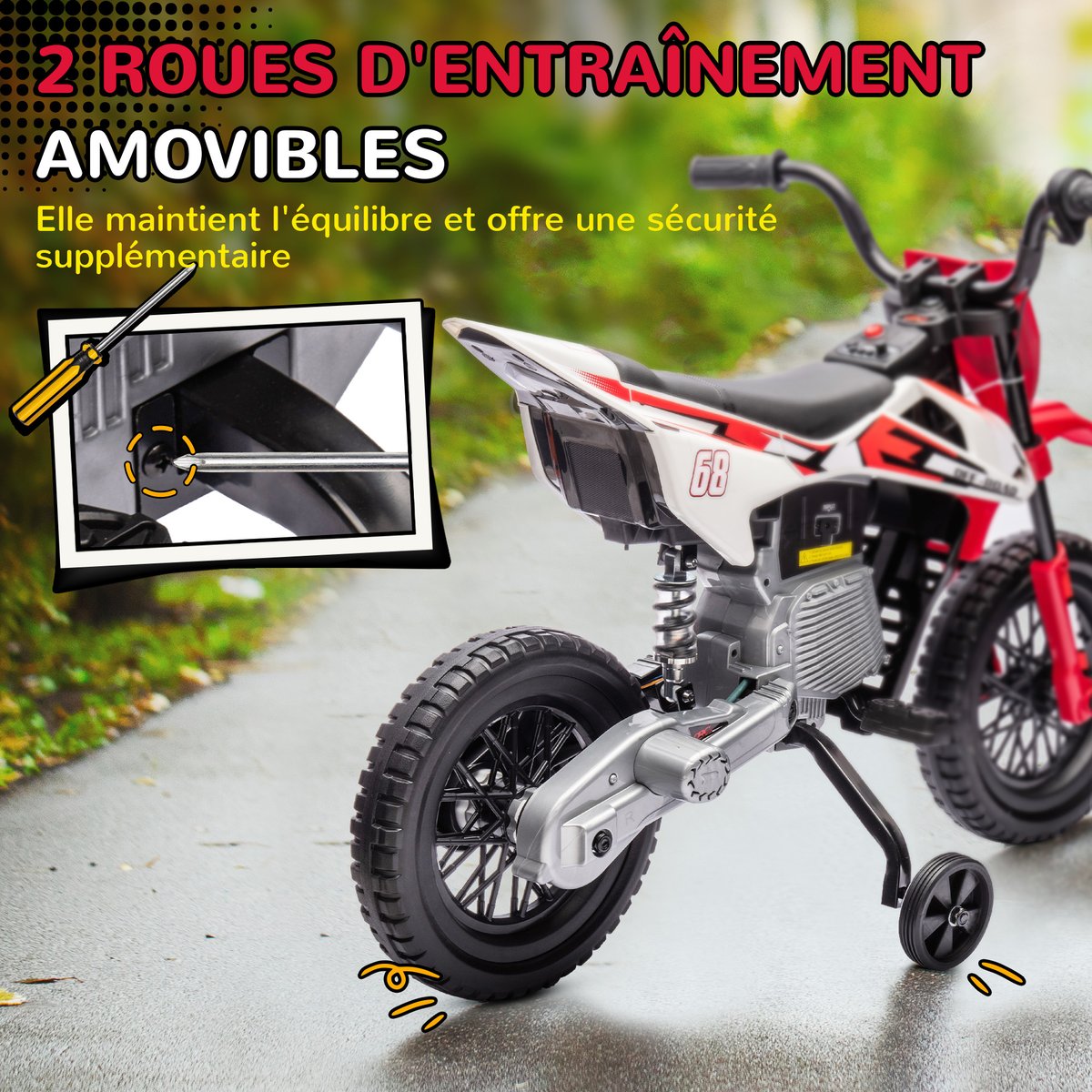 Moto électrique à conducteur assis PP Rouge rouge, AIYAPLAY