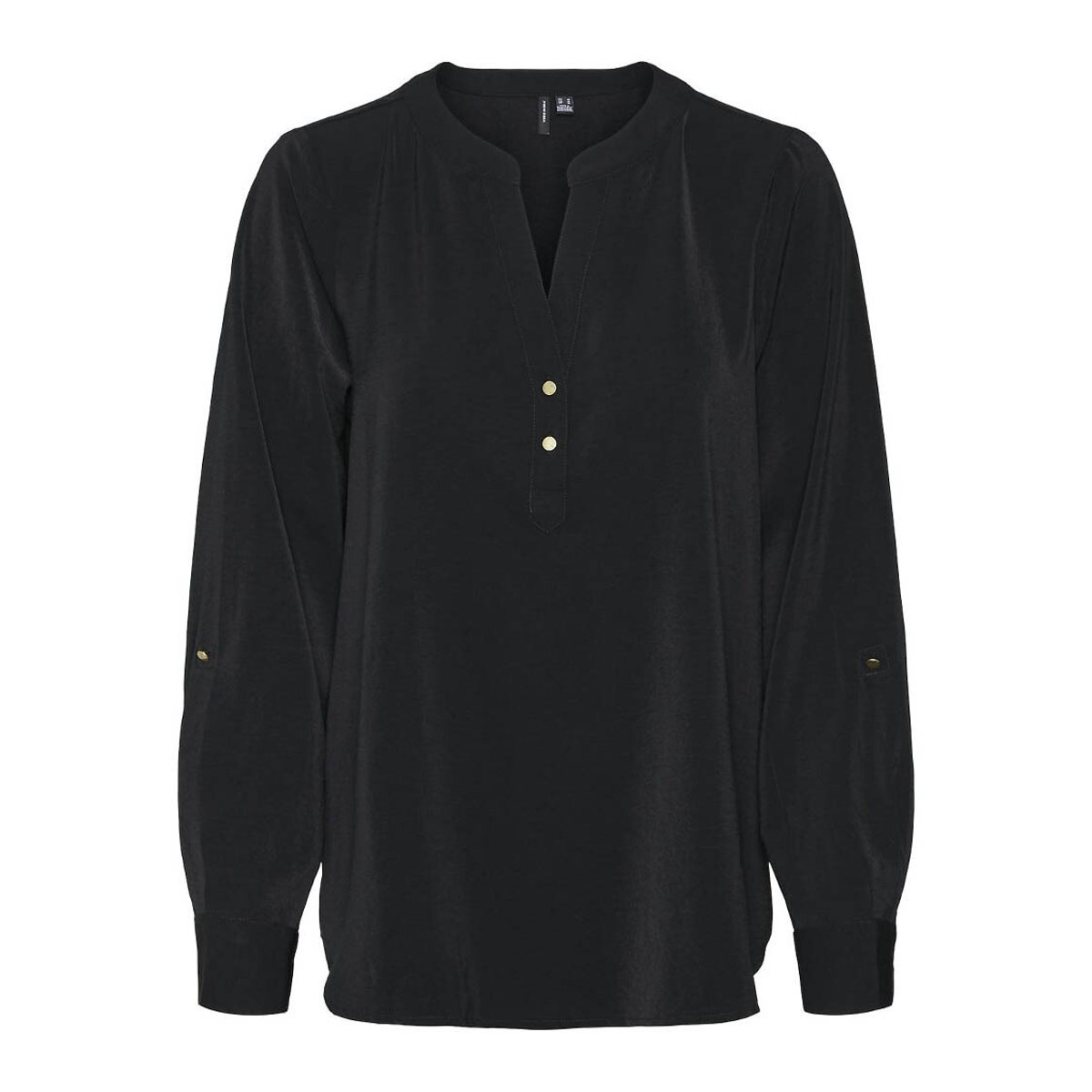 Blouse fluide, col V noir, VERO MODA