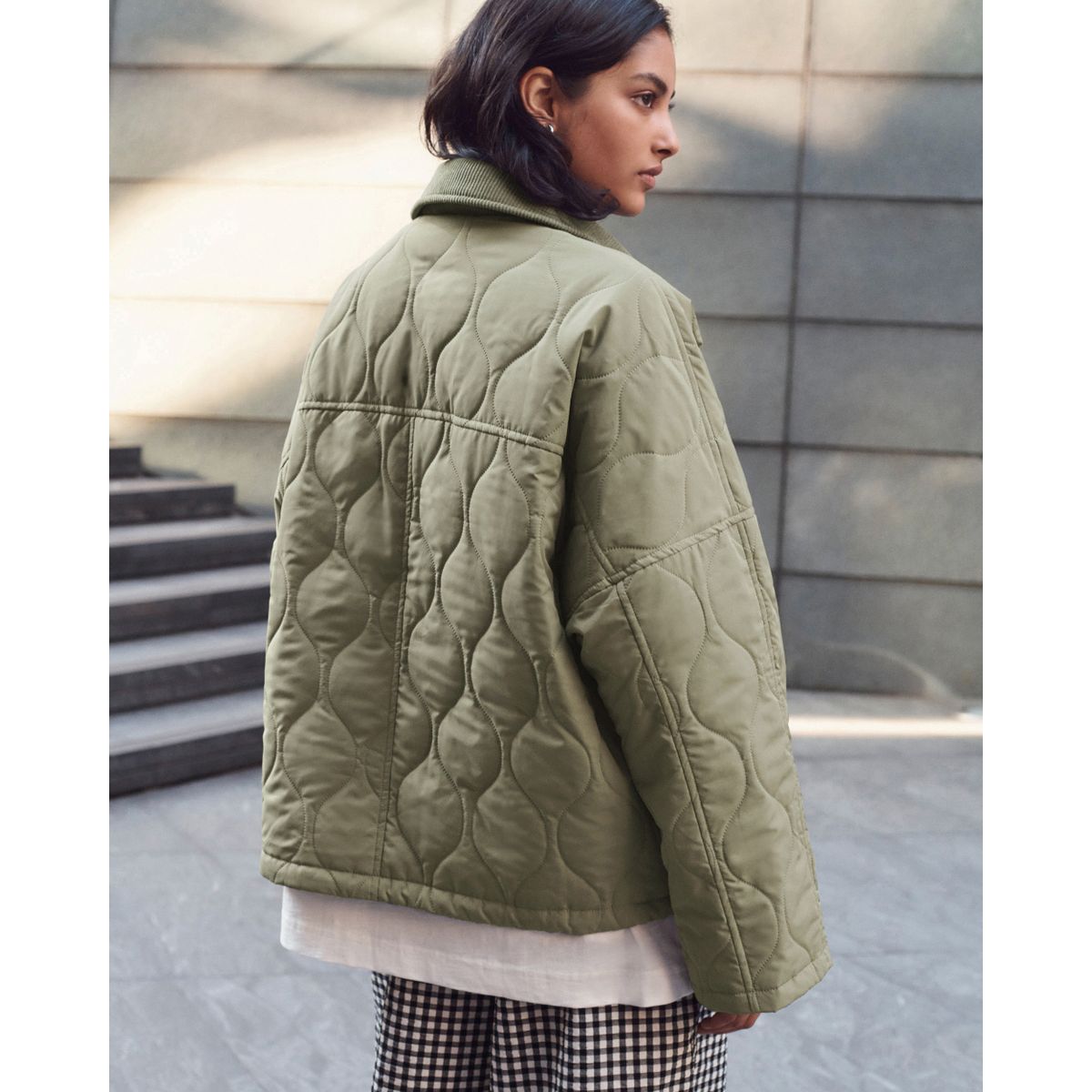 Veste matelassée avec col vert sauge, NEXT