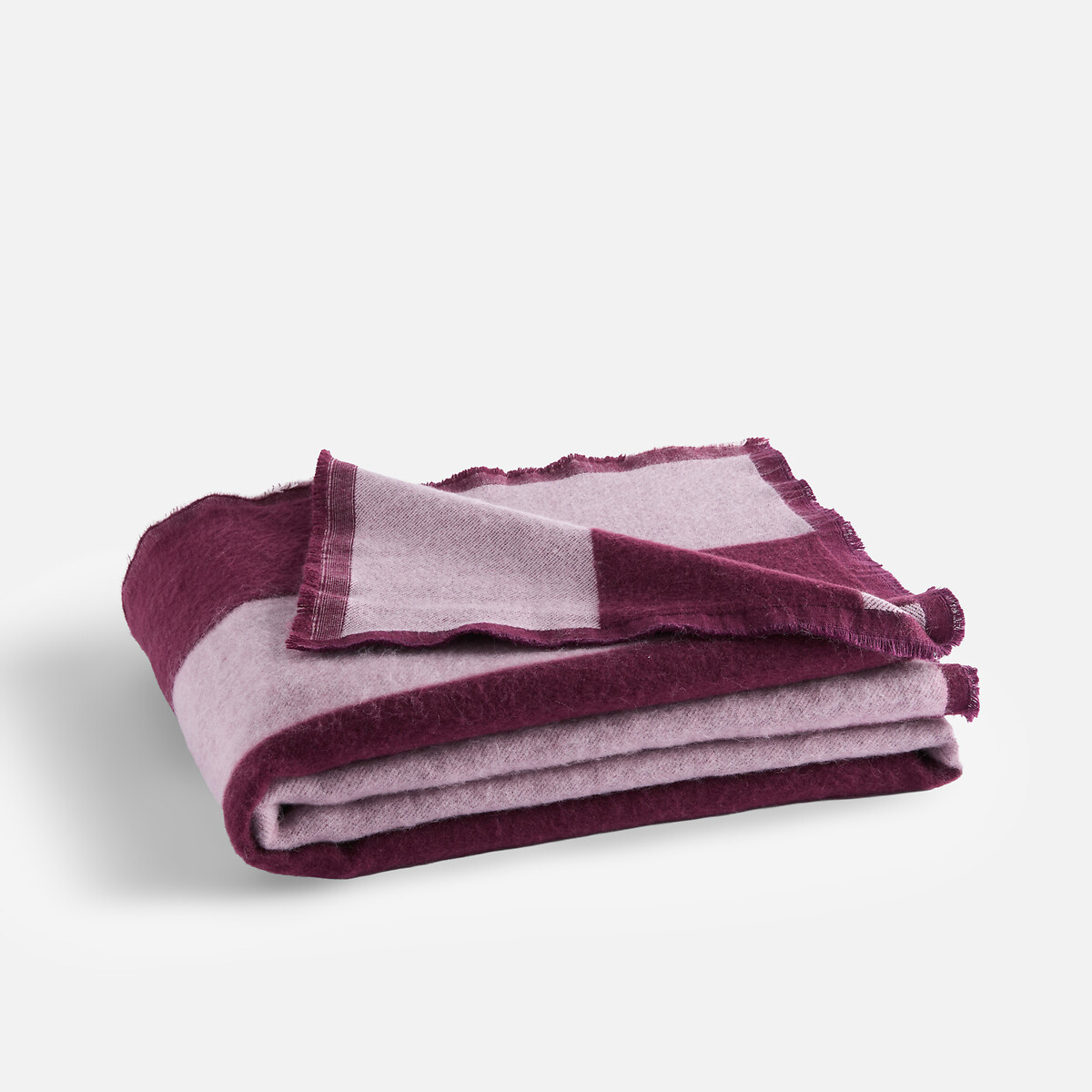 Colcha de jacquard de rayas geométricas con flecos, TABAKA burdeos/rosa, LA REDOUTE INTERIEURS
