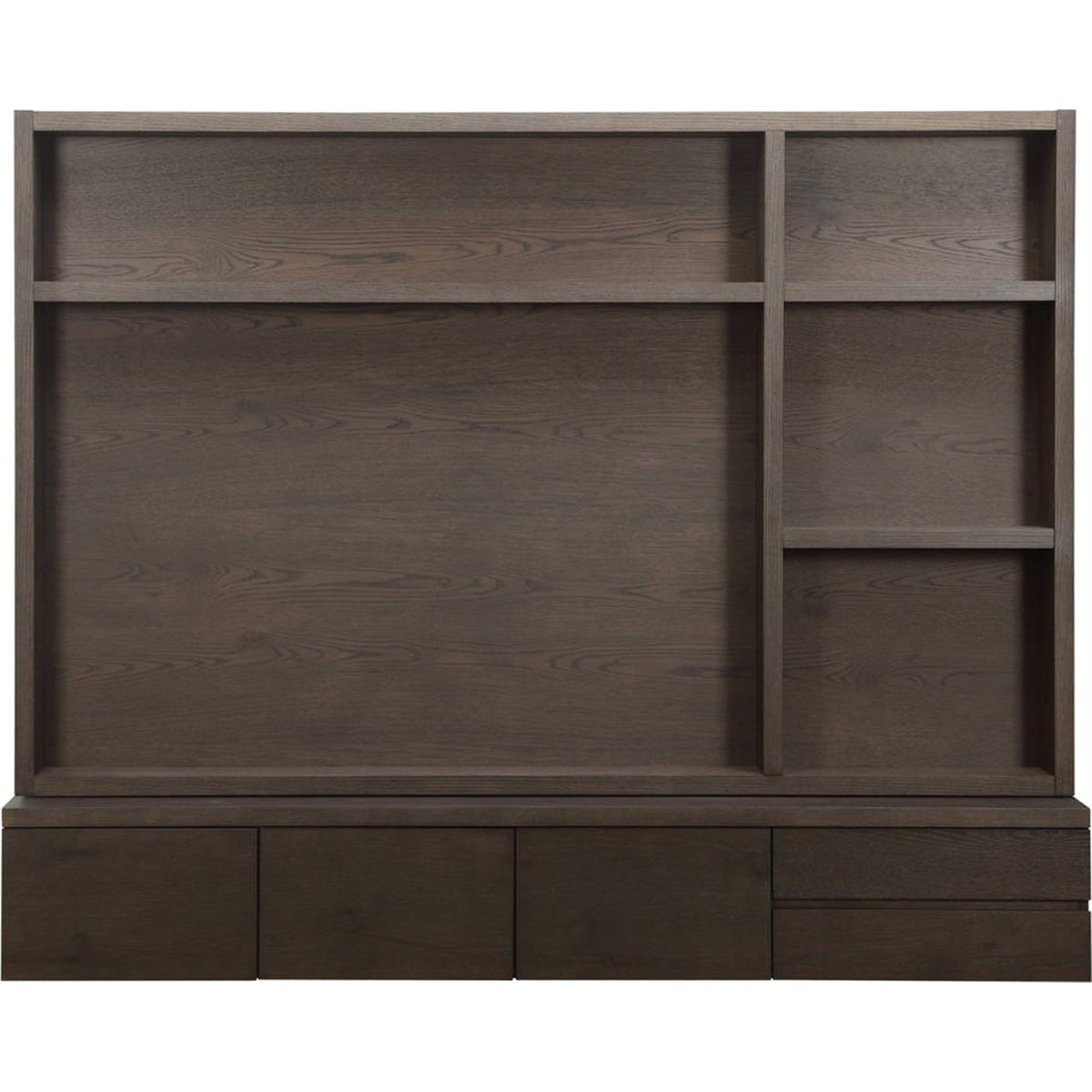Meuble tv en bois 3 portes 2 tiroirs marron, RECOLLECTION