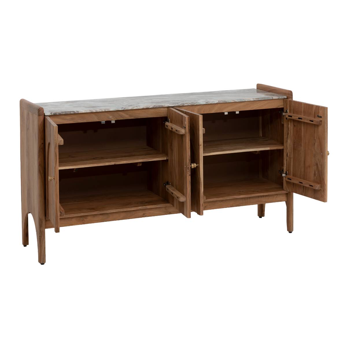 Buffet en bois d'acacia et marbre CALIX bois foncé, MADE IN MEUBLES 