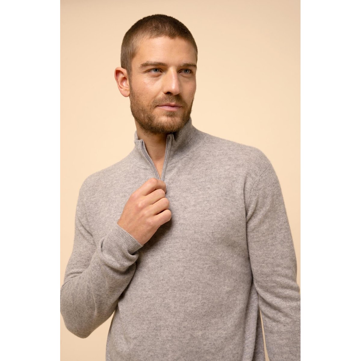 Pull Camionneur Nuage Chiné Bradley gris chiné, JUST CASHMERE