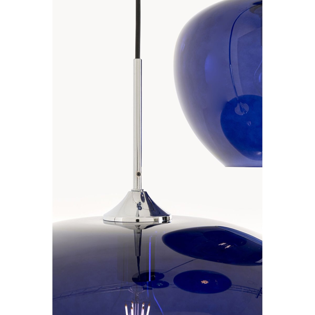 Suspension en verre et acier 3 abat-jours, SPHERE bleu, KARE DESIGN