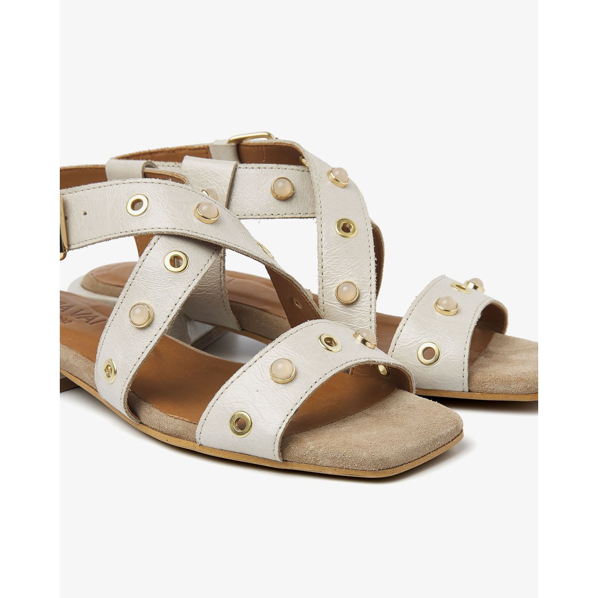 Sandales en cuir GIGI POLLY beige, VIA VAI