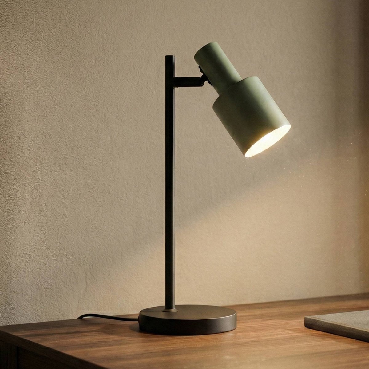 Lampe à poser en métal moderne, Ovelia vert, noir, LINDBY