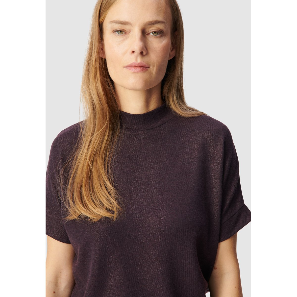 Tee-shirt manches courtes pailleté cassis, IKKS