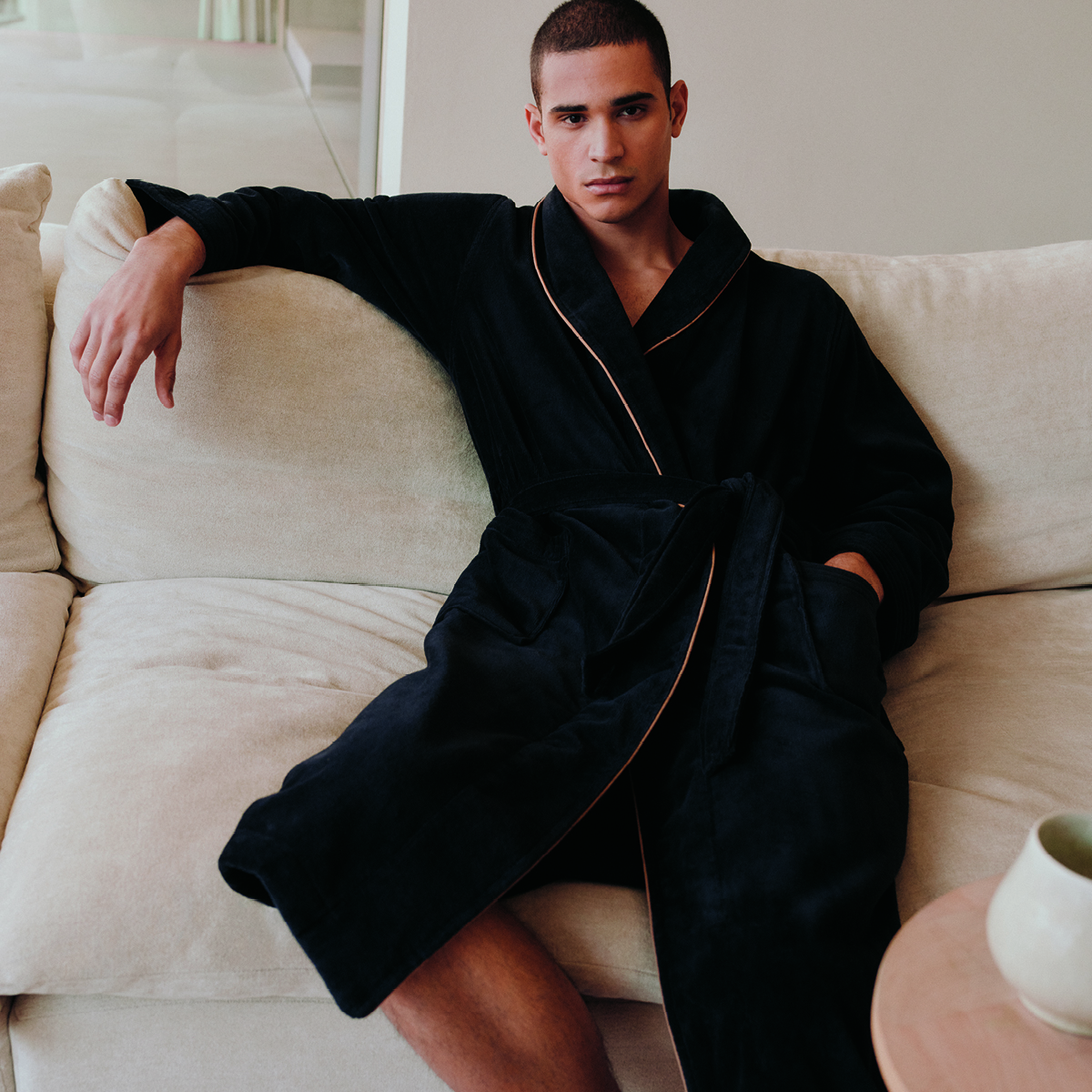 Peignoir long en velours,TIAGO black, BOSS HOME