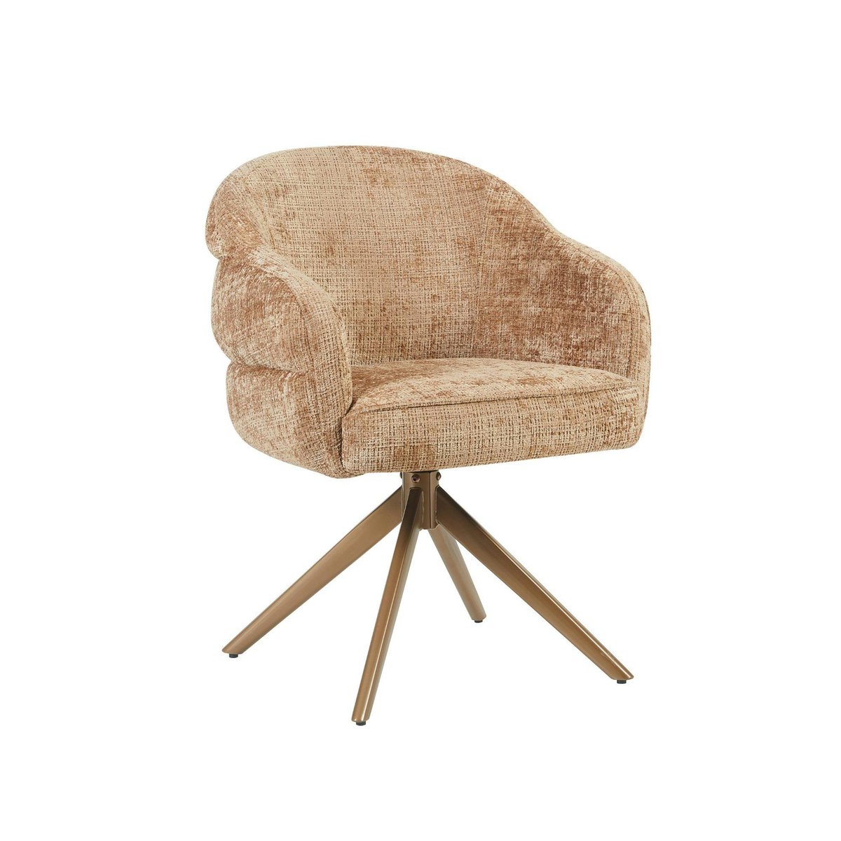 Chaise arrondie pivotante dossier structuré (lot de 2) CORTINA marron, PIER IMPORT