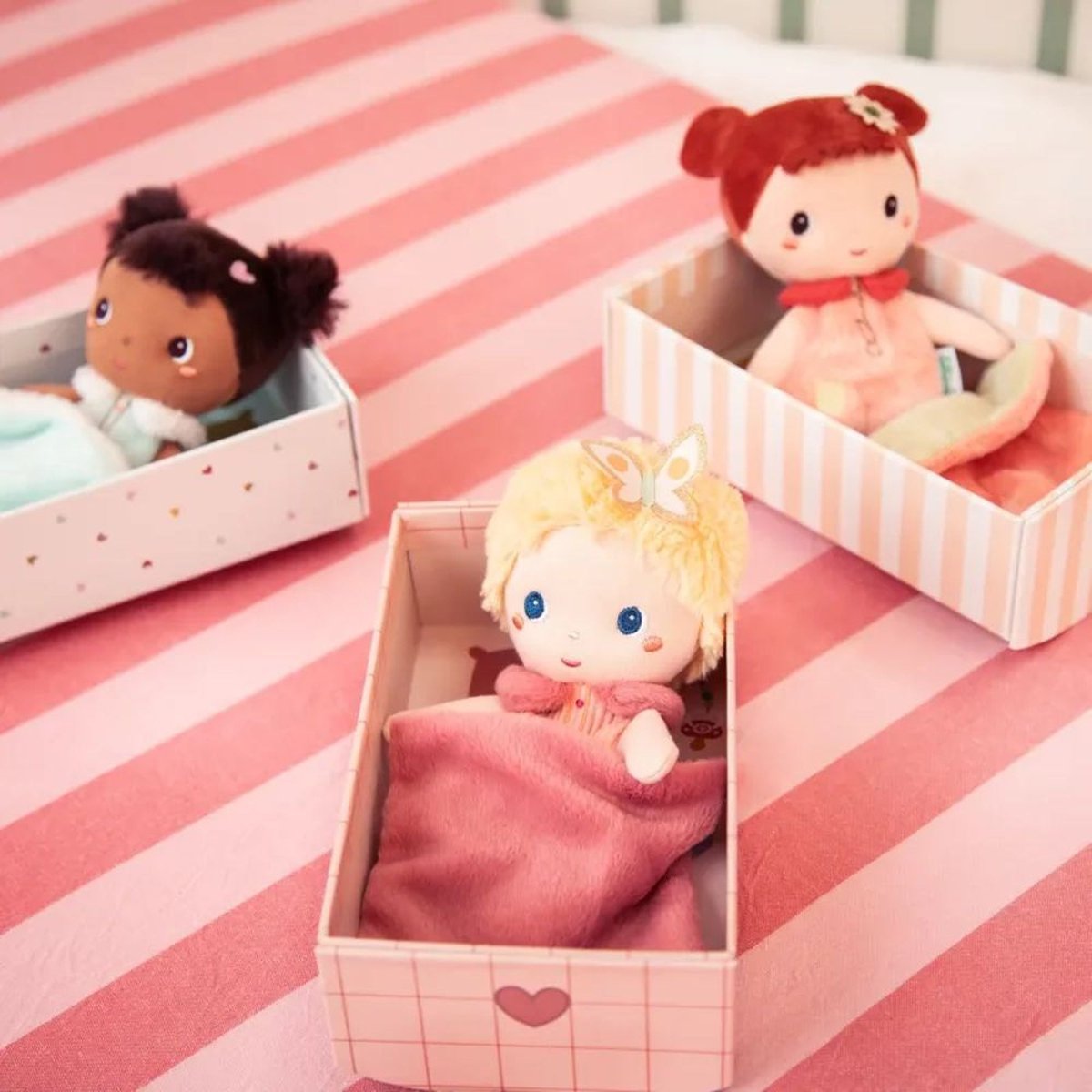 Petite poupée en tissu 18cm rose, LILLIPUTIENS