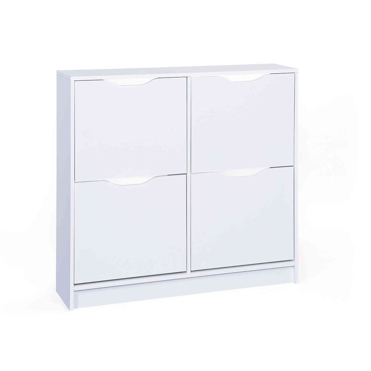 Meuble à chaussures 4 abattants en bois - MC12026 blanc, TERRE DE NUIT