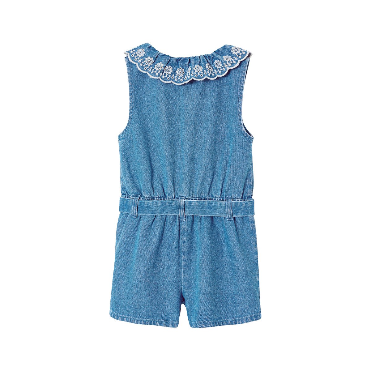 Combishort en denim stone, VERTBAUDET